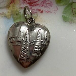 Rare! Vtg Oil Wells Puffy Heart Charm/Pendant